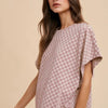 Annie Wear Checkered Round Neck Short Sleeve T-Shirt - Dusty Pink