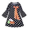 Children's Halloween Ghost Polka Dot Dress with Bow - Black Polo Dot Pumpkin Dress