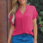 Lilla Notched Neck Batwing Sleeve Lightweight Blouse - Farnelli