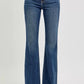 RISEN Full Size Mid Rise Flare Frayed Hem Jeans Plus Size - Farnelli