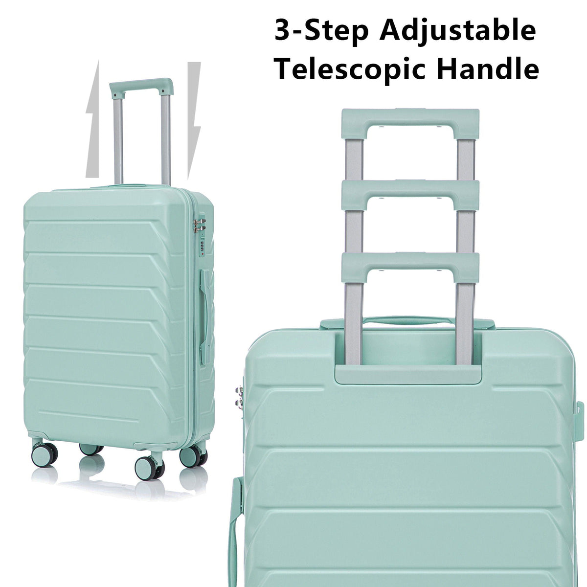 HouseOfZazla 3-piece spinner wheel luggage set with combination locks in assorted sizes