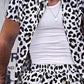 Men's Full Size Leopard Button Up Shirt and Shorts Set Plus Size - Farnelli