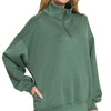 Zenana Scuba Quarter-Zip Sweatshirt - DK FOREST