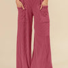 BiBi 2tone Cord Rib Waist Band Side Pocket Pants - DK MAUVE