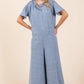 Mittoshop Button Detail Short Sleeve Wide Leg Jumpsuit - Farnelli