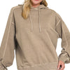 Zenana French Terry Pigment Dye & Enzyme Washing Hoodie - MOCHA