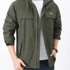Men's Plus Size Zip Up Windproof Hooded Jacket - Army Green
