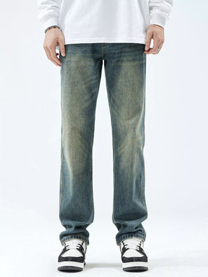 Men's Washed Straight Leg Jeans - Farnelli