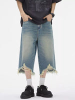 Men's Distressed Wide Leg Denim Shorts - Farnelli