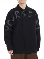 Men's Plus Size Letter Long Sleeve Polo Sweatshirt - Farnelli
