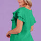 BiBi Ruffle Sleeve Wrinkled Cotton Gauze Top - Farnelli