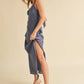 Aemi + Co Ruched Side Slit Cutout Back Maxi Cami Dress - Farnelli