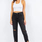 American Bazi High Waist Distressed Cropped Straight Jeans - Farnelli