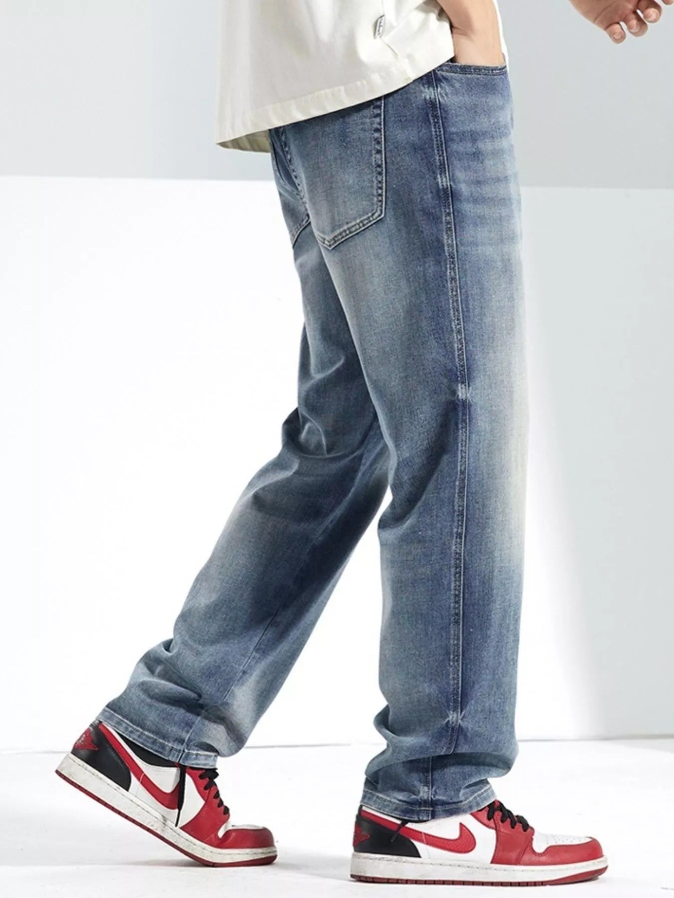 Men's Washed Straight Jeans - Farnelli