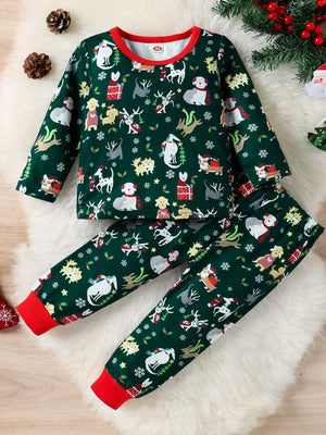 Children's Christmas Print Top and Pants Set - Farnelli