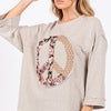SAGE + FIG Floral Peace Patch Round Neck Top - Oatmeal