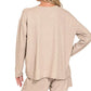 Zenana Soft Melange Long Sleeve Tee and Shorts Set - Farnelli