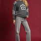 Umgee Round Neck Sweater with Floral Accents - Farnelli