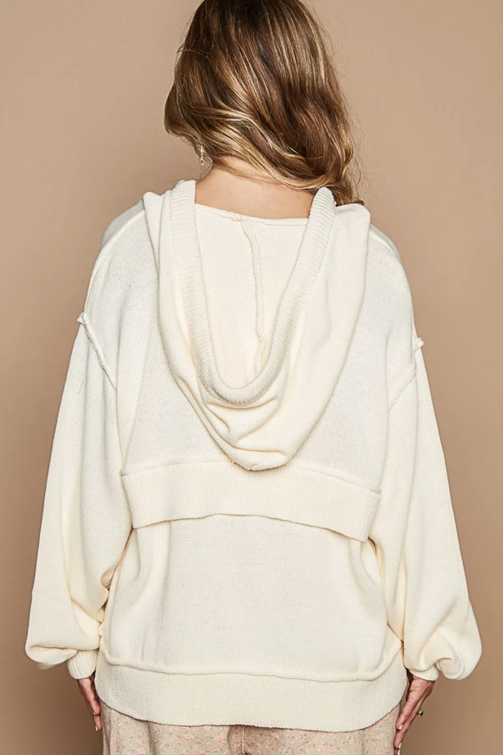 POL Half Zip Drop Shoulder Hooded Sweater - Farnelli