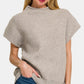 Zenana Short Sleeve Mock Neck Sweater - Farnelli