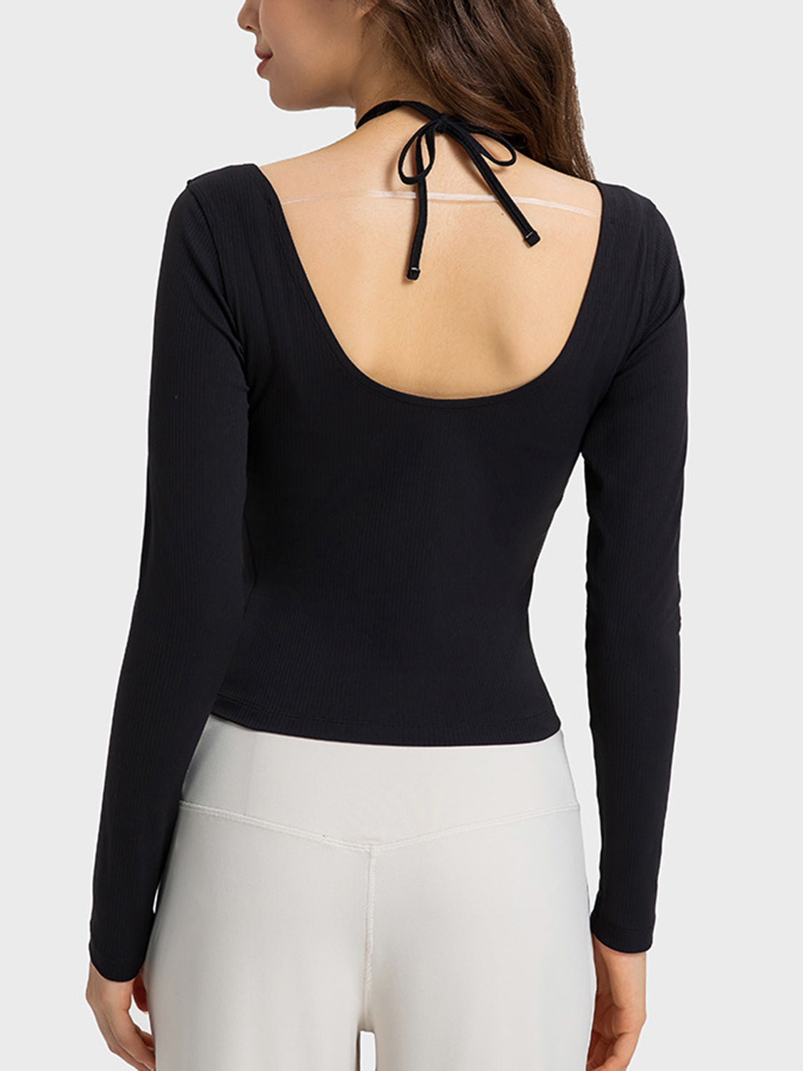 Millennia Halter Neck Long Sleeve Sporty Top - Farnelli