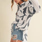 Aemi + Co High-Low Printed Button Up Long Sleeve Shirt - Farnelli
