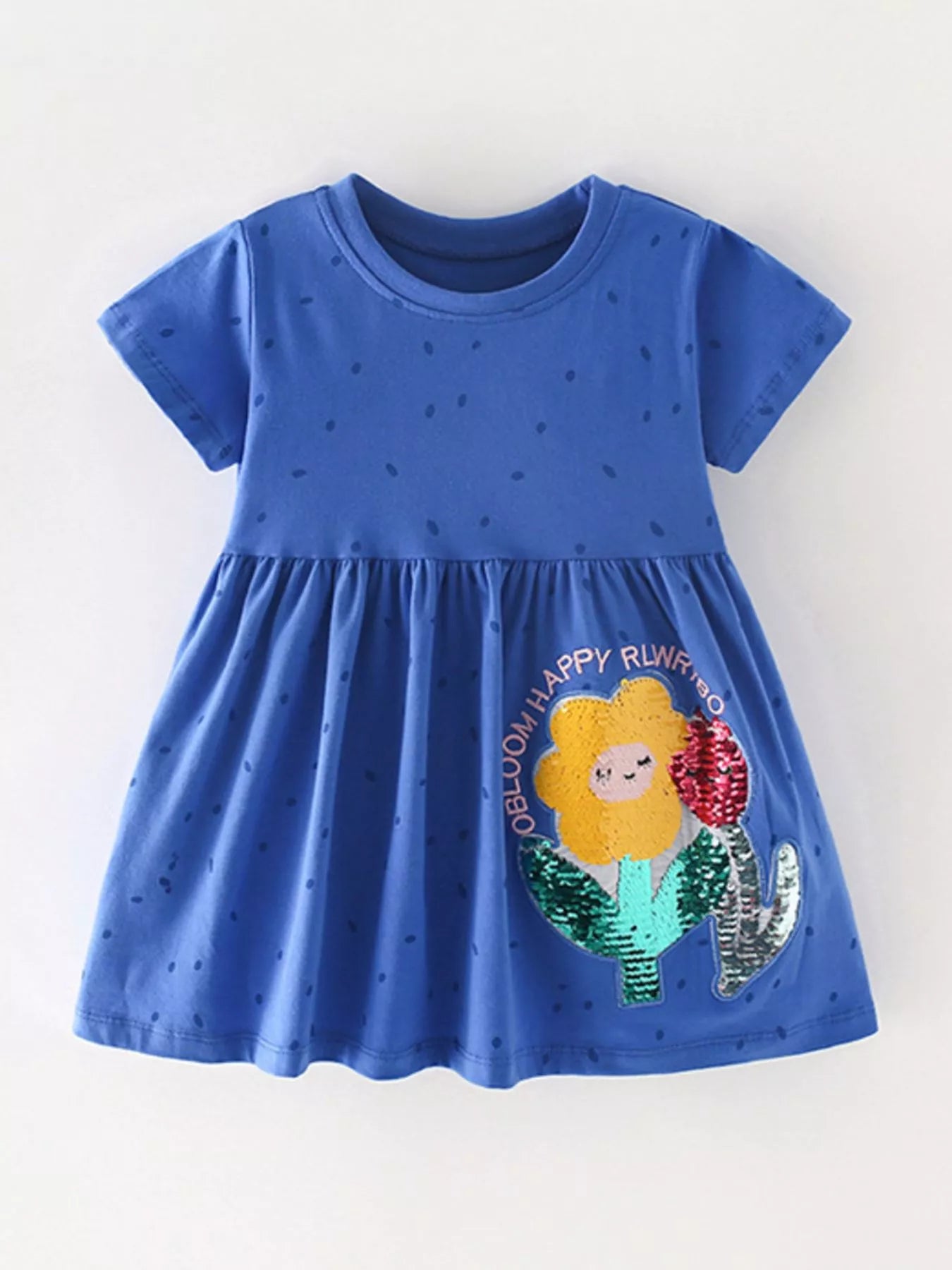 Children's Flower Sequin Short Sleeve Dress - Farnelli