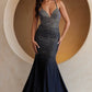 CLEARANCE - Amelia Couture 3018 Long Mermaid V-Neck Hot Pink Gown (Size 4)