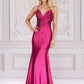 CLEARANCE - Amelia Couture 3018 Long Mermaid V-Neck Hot Pink Gown (Size 4)