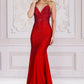 CLEARANCE - Amelia Couture 3018 Long Mermaid V-Neck Hot Pink Gown (Size 4)