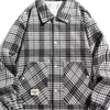 Men's Plus Size Houndstooth Pattern Button-Up Jacket - Black