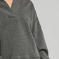 Umgee Johnny Collar Dropped Shoulder Sweatshirt - Farnelli