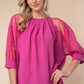 White Birch Round Neck Lace Half Sleeve Blouse - Farnelli