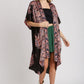 Umgee Satin Border Print Short Sleeve Open Front Kimono - Farnelli
