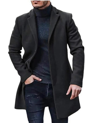 Men's Plus Size Classic Long Sleeve Overcoat - Farnelli