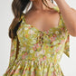 MABLE Floral Print Shoulder Tie Layered Mini Dress - Farnelli