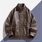Men's Plus Size Vintage Style Faux Leather Moto Jacket - Farnelli
