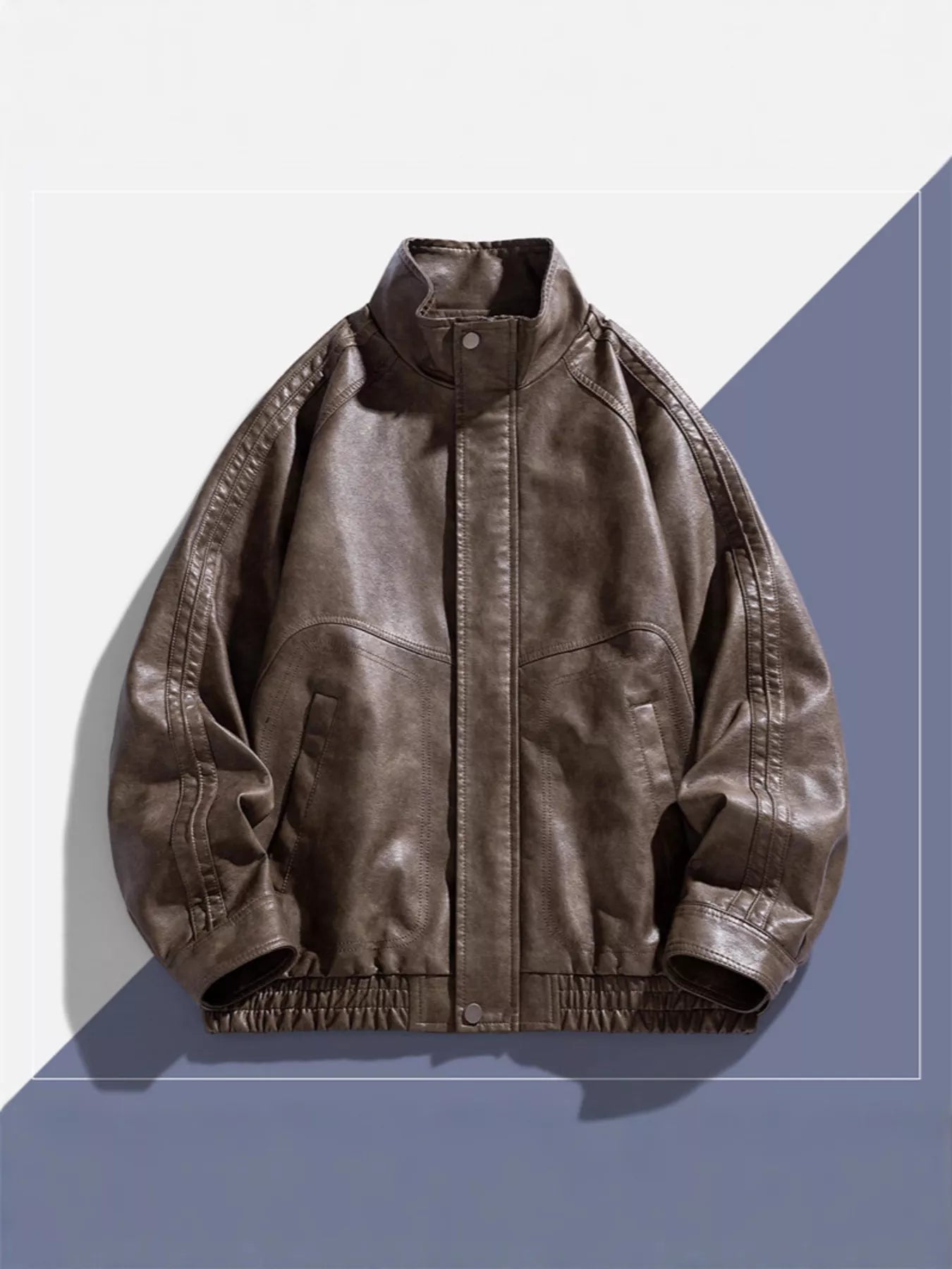 Men's Plus Size Vintage Style Faux Leather Moto Jacket - Farnelli