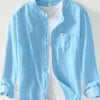 Men's Plus Size Button Up Long Sleeve Shirt - Lake Blue
