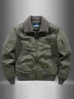 Men's Plus Size Zip Up Fur Collar Jacket - Farnelli