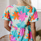 Rayne Floral V Neck Peplum Blouse - Farnelli