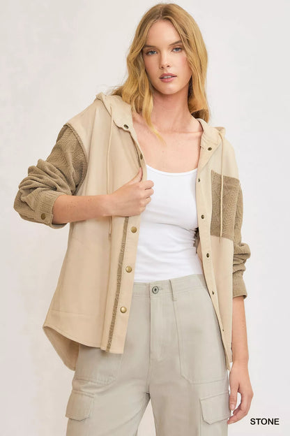 Umgee Washed French Terry Shacket - Farnelli