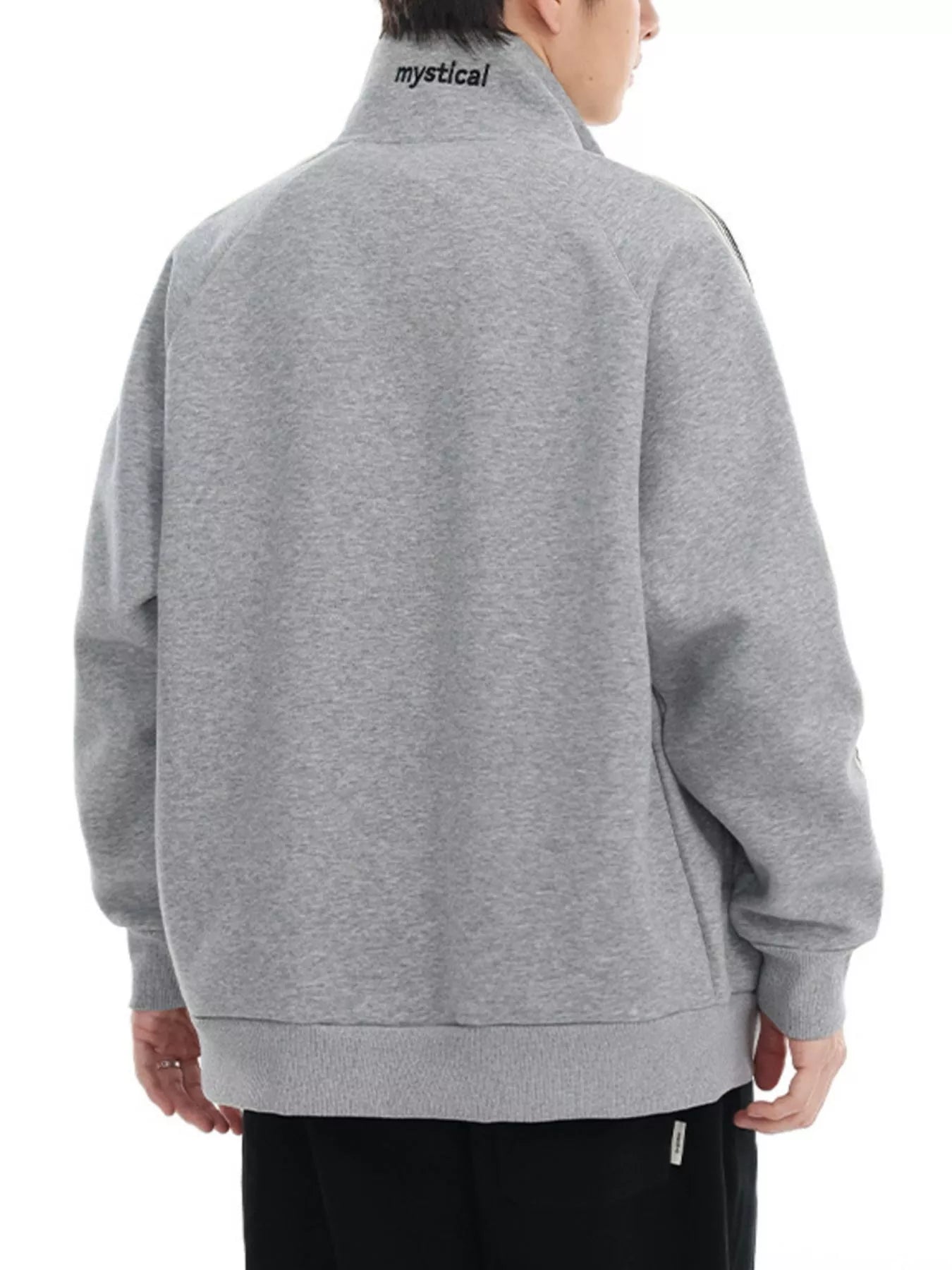 Men's Plus Size Striped Sleeve Zip-Up Sweatshirt - Farnelli