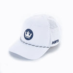 ARTI white performance crown rope hat with structured front and curved brim