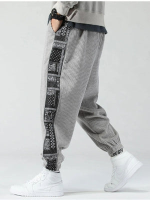 Men's Plus Size Drawstring Contrast Panel Joggers - Farnelli