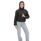 Studded Light Demi-Season Hooded Cropped Jacket in Black
