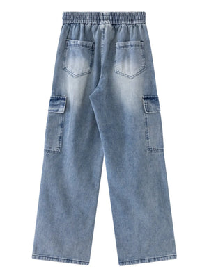 Men's Drawstring Wide Leg Cargo Jeans - Farnelli