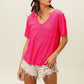 BiBi Waved Rib U Neck Top With Front Pocket - Farnelli