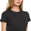 Zenana Elastic Hem Crop Top - Black