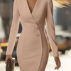 Long Sleeve Blazer Dress with Button Detail - Pink